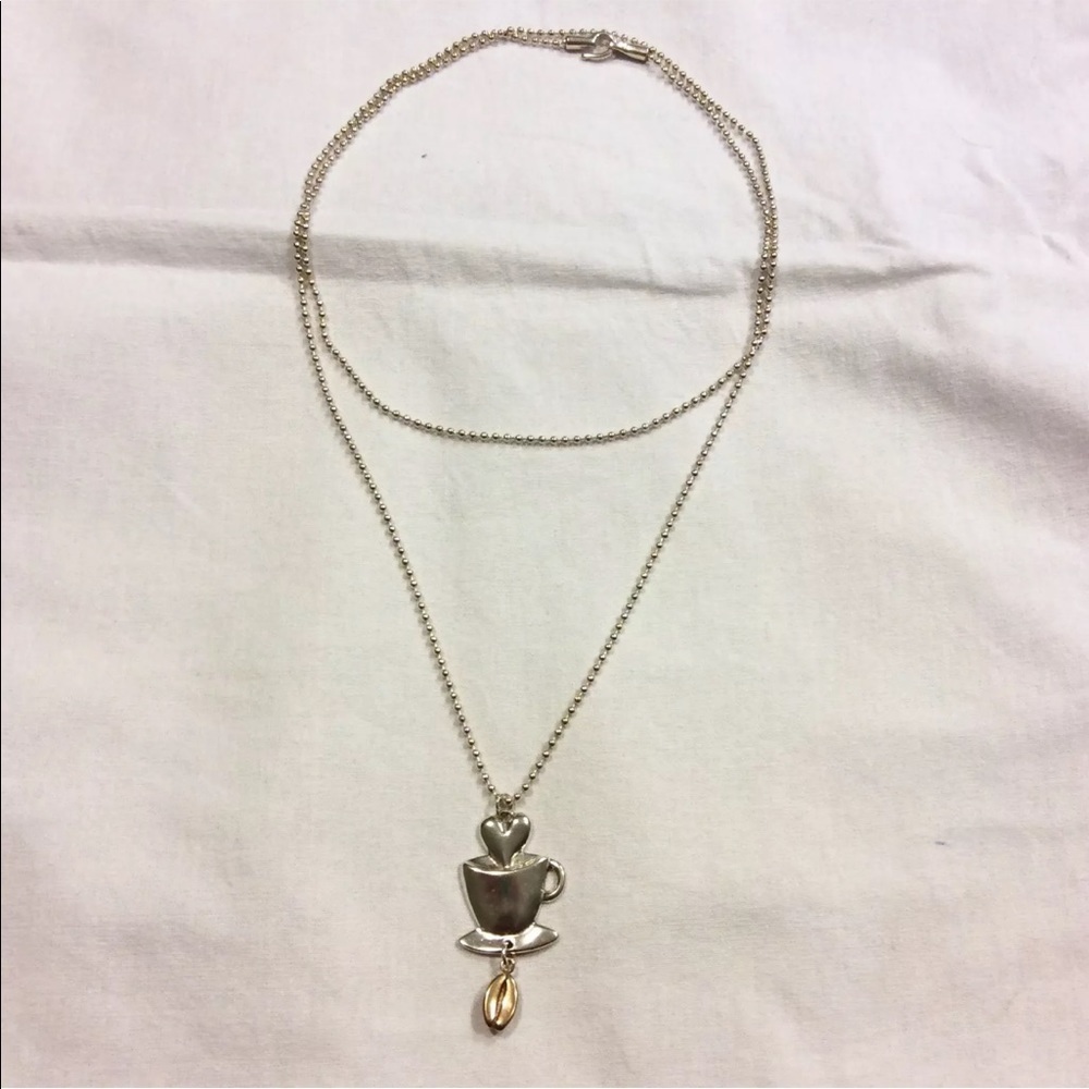 LOVE COFFEE CUP BEAN HEART STERLING SILVER PENDANT BALL CHAIN NECKLACE J… - Picture 6 of 6